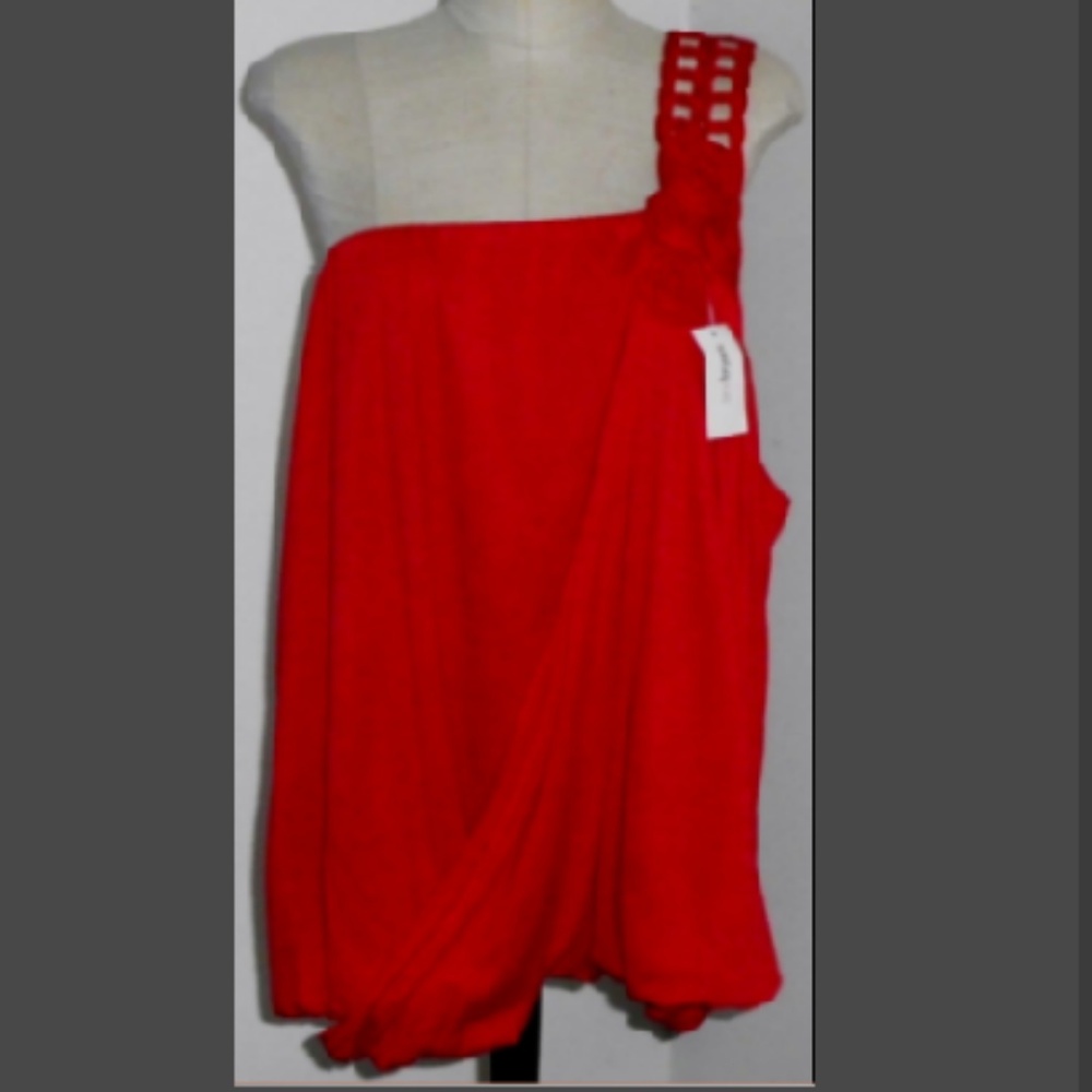 NWOT!!!! One Sleeve Red Bubble Top
